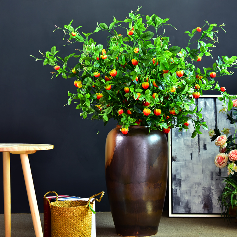 仿真灯笼果假花室内装饰花藤客厅仿真花落地摆设干花塑料花果植物