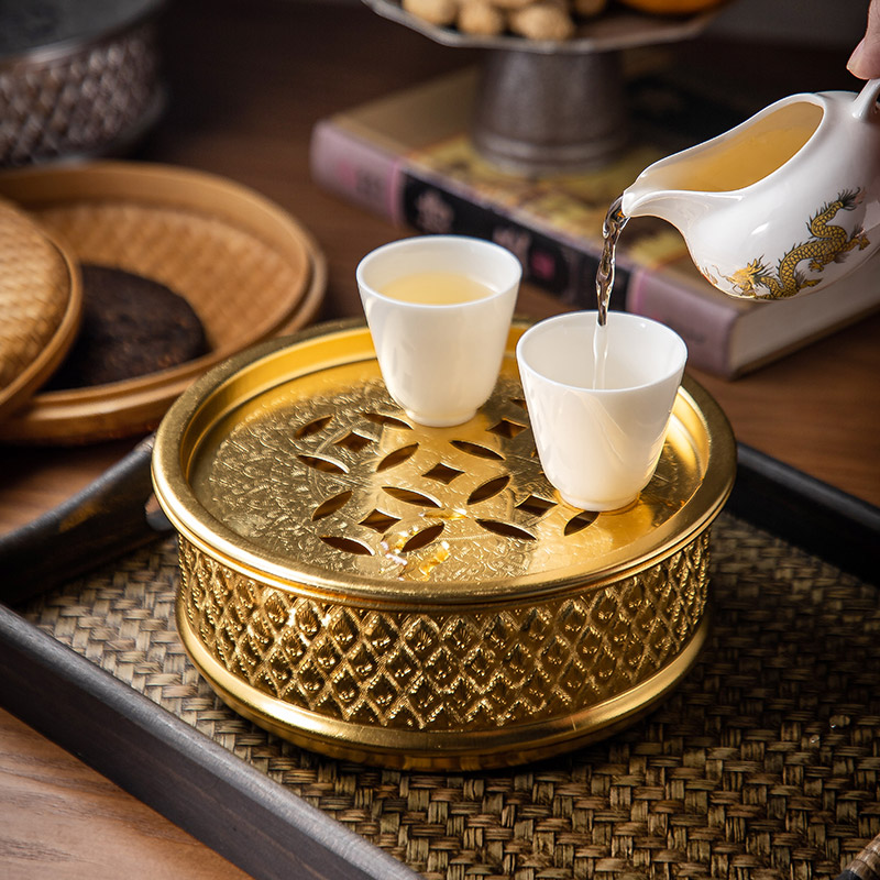 泰式锡制茶盘家用茶海沥水盘圆形储水盘办公会客干泡茶台茶具托盘