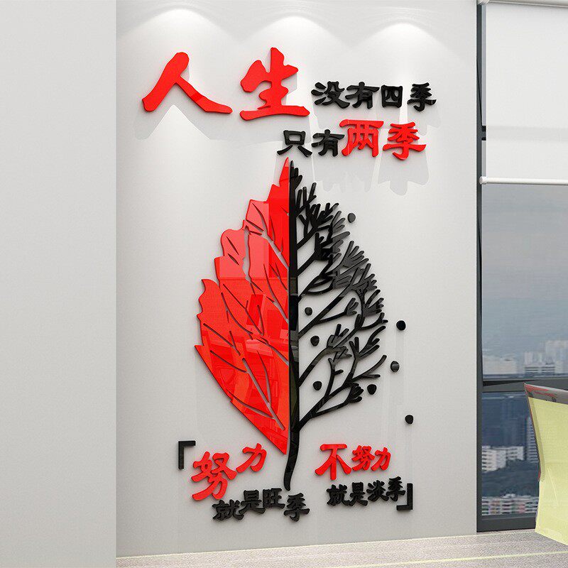 创意文化墙公司励志标语办公室装饰背景企业会议形象墙贴人生两季