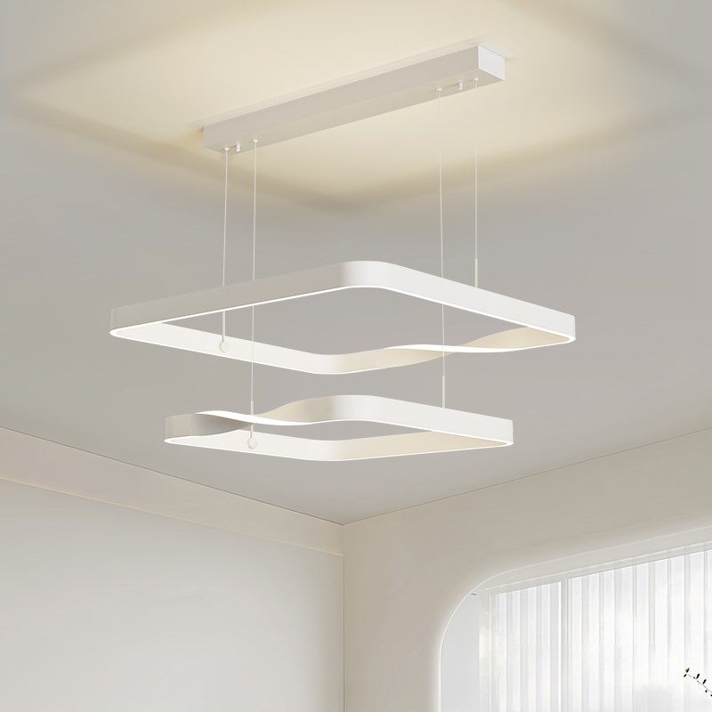 客厅吊灯大厅主灯20新款现代简约高级感奶油风方块灯中山灯具