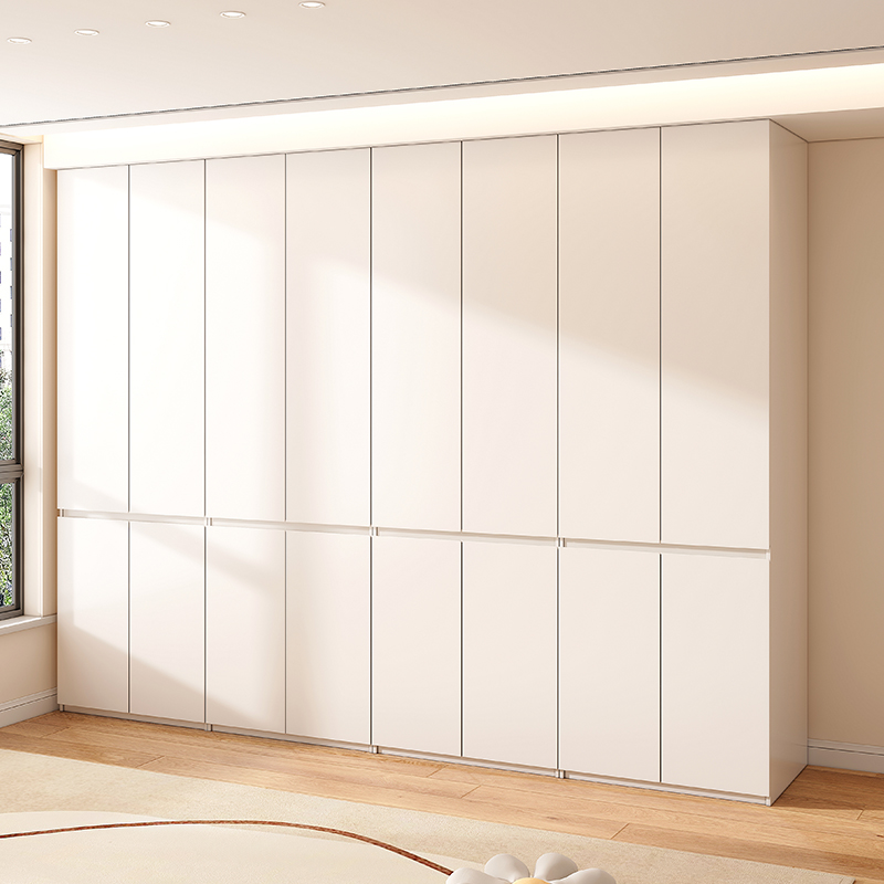 定制实木衣柜家用卧室0cm深分段式免拉手一门到顶六门八门大衣橱