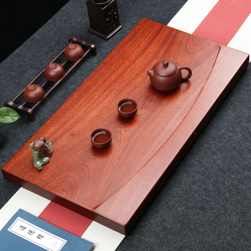 花梨木茶盘 整块实木 黑檀木茶台 大号红木平板 排水茶海功夫茶具