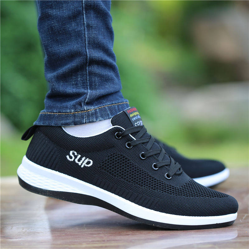 老北京布鞋男夏季防臭透气运动鞋子男款百搭休闲板鞋男士飞织网鞋