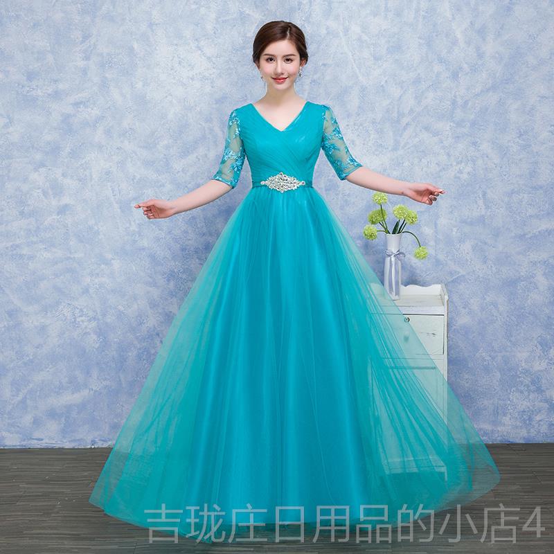 正品大合团演出服长裙红歌走秀旗袍主女持人朗诵晚唱会表年会晚礼图片