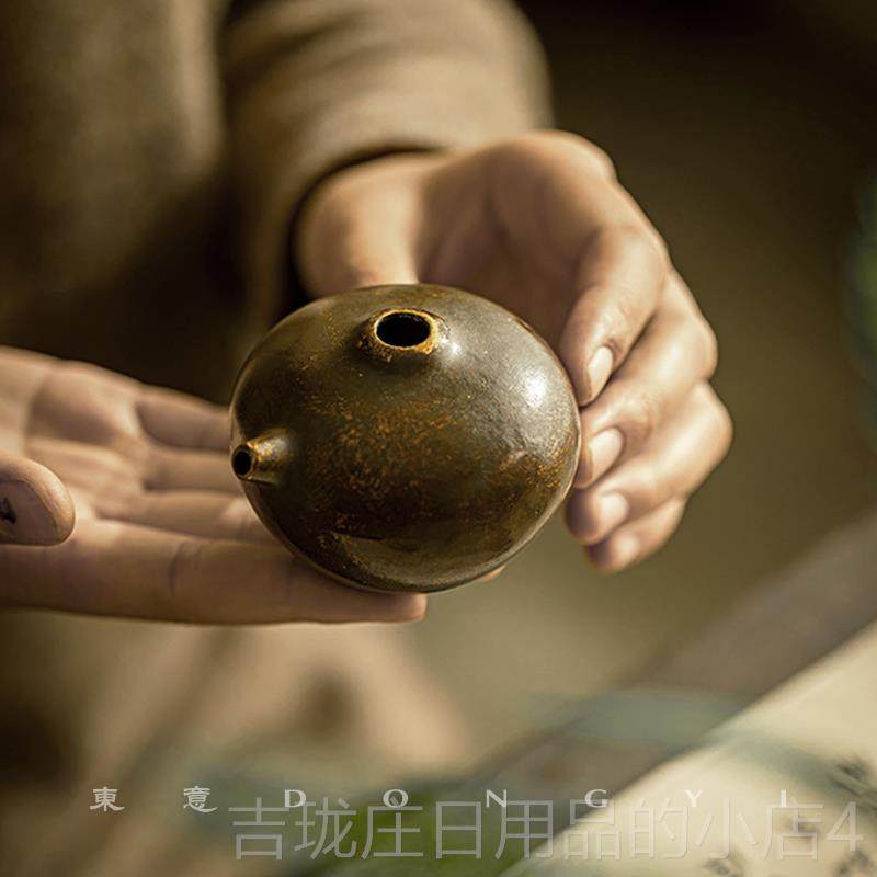 正品东一书房迷圆熔古铜砚滴墨滴董小水碗磨墨书法壶滴你砚