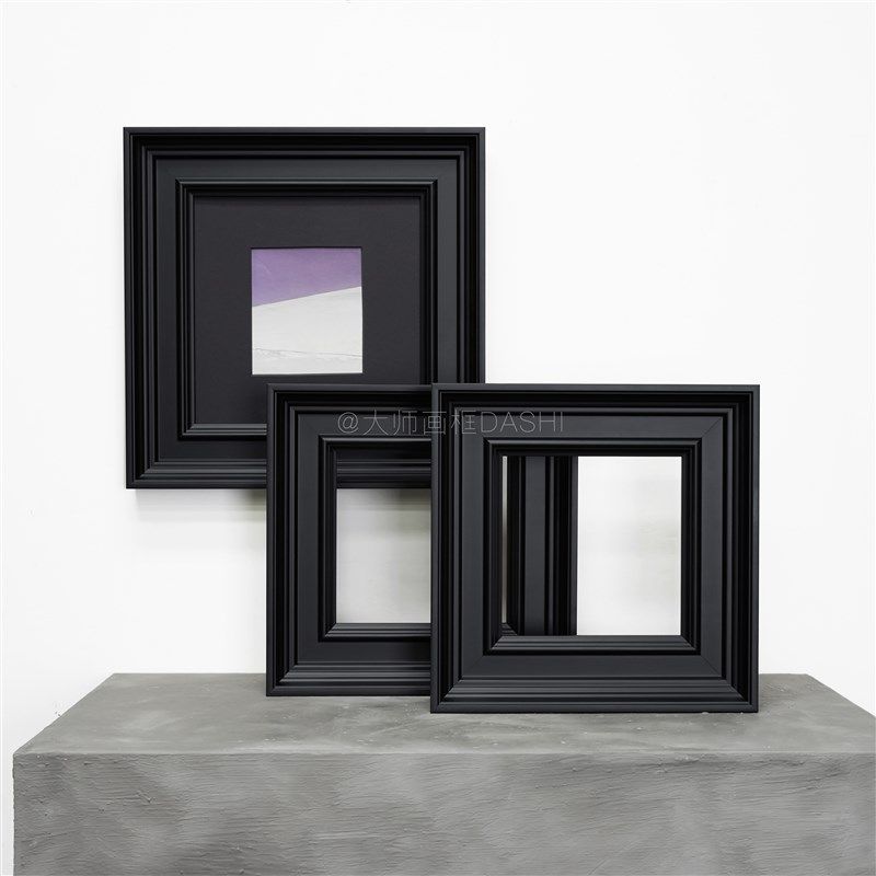 简约现代小黑色框油画外框画框定制古典实木中古相框镜框订制装裱