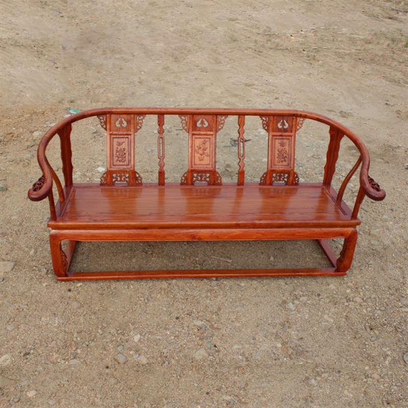 全实木双人沙发三人位卡座中式会客厅小户型罗汉床复古贵妃躺椅子