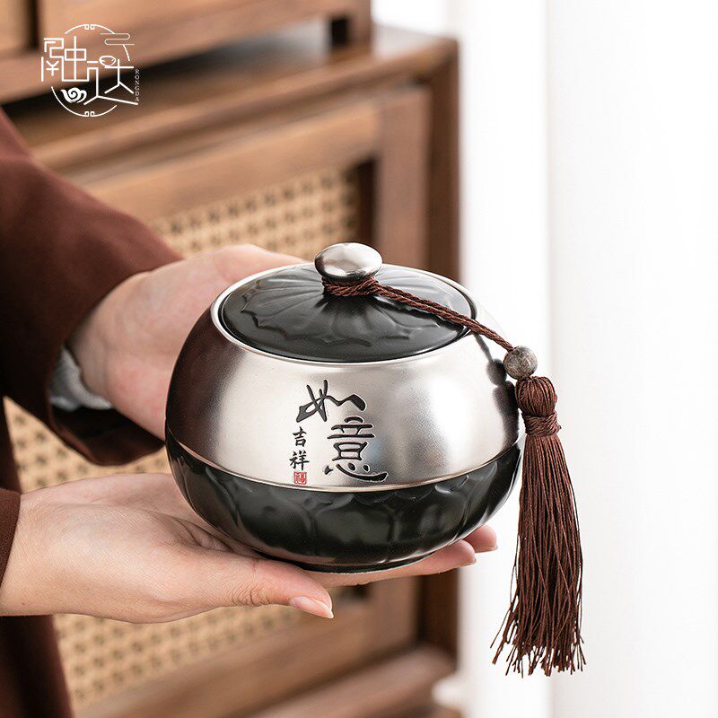 中式国风茶叶罐密封罐茶罐储存罐储茶罐存茶罐白茶绿茶普洱茶红茶