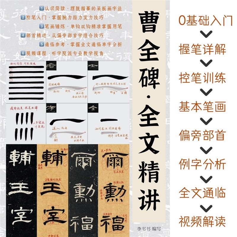 隶书曹全碑全文849字精讲卡从基本笔画到分类精讲注解带视频示范