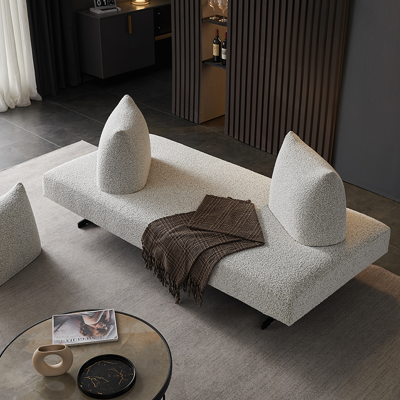 写意空间沙发可移动靠背小户型无扶手意式极简羊羔绒尚景洽谈沙发