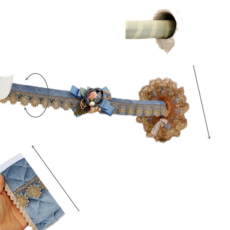 空调管洞贴管防尘罩布艺蕾丝暖气管管道装饰罩装饰管口贴堵