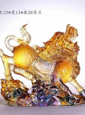 琉璃麒麟招财摆件中式家居客厅桌面装饰工艺品礼品开业乔迁送礼