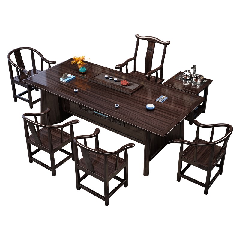 乌金木茶桌椅客厅家用实木茶几喝泡茶一体阳台茶具茶台一整