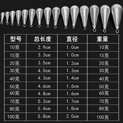 水滴铅坠水滴型带环铅坠通心坠海杆铅坠抛竿铅坠钓鱼铅坠鱼坠