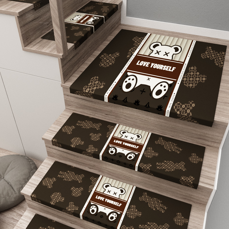 十片装楼梯踏步垫实木楼梯垫防滑楼梯台阶贴pvc免胶自粘垫子地毯