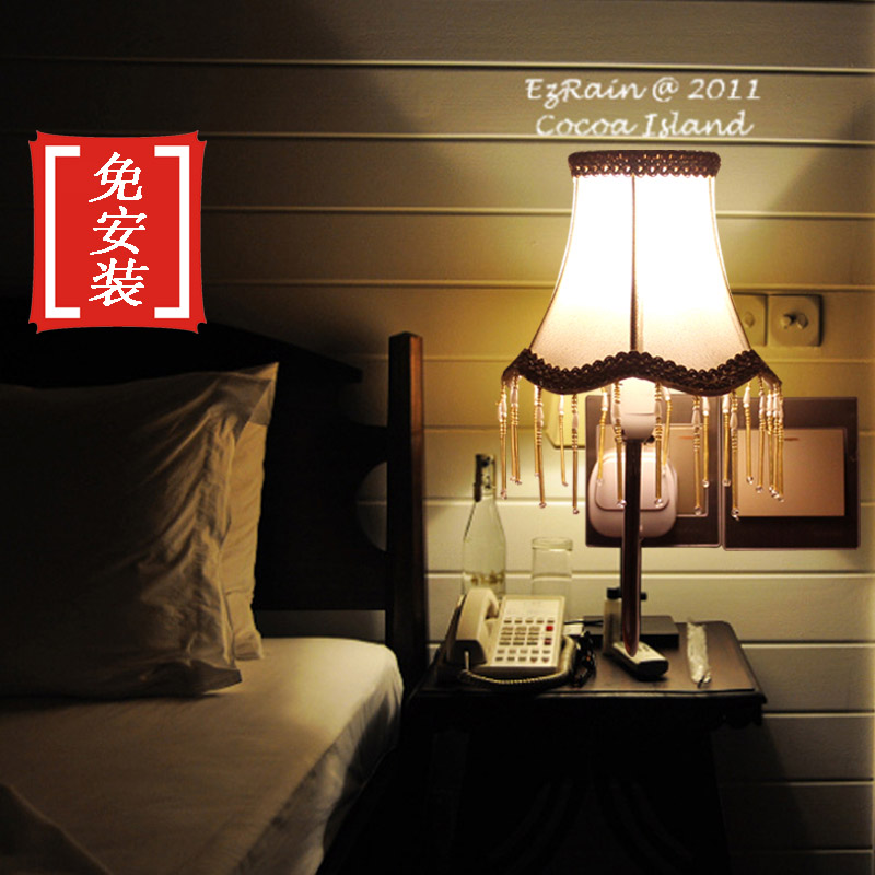 免安装免打孔床头卧室免接线带插头插座灯超亮插电遥控调光壁灯