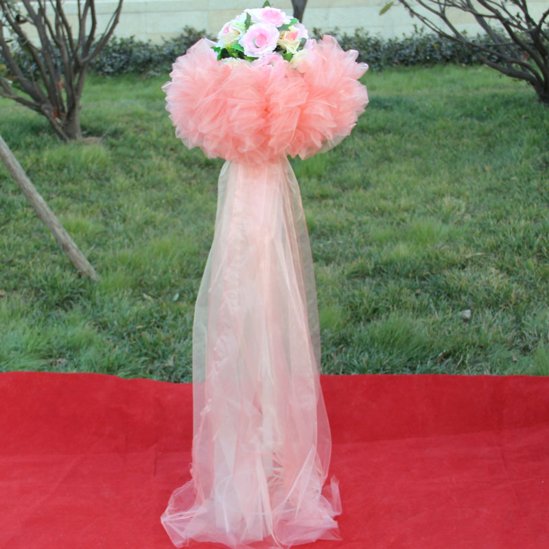 婚庆道具雪纱路引店庆节庆路引花不锈钢升降路引架子路引绢花雪纱