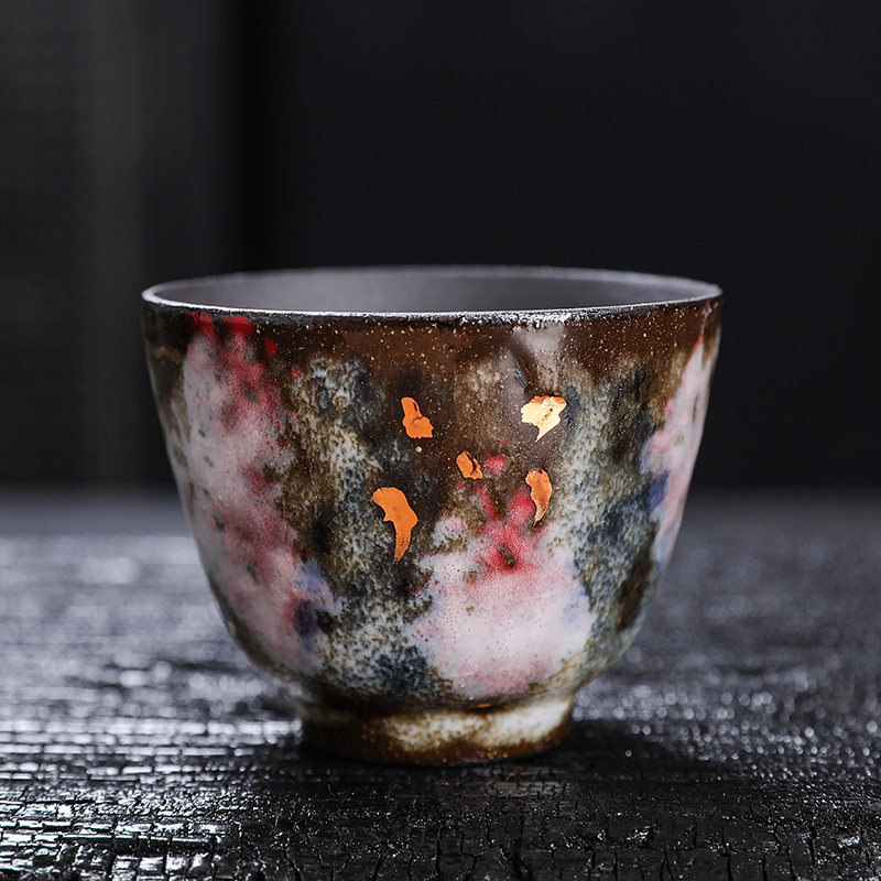 志野柴烧樱吹雪主人杯复古陶瓷茶杯大号茶盏紫砂茶具品茗杯单杯
