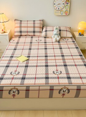 床笠款乳胶凉席三件套1米8x2夏天学生宿舍专用空调软席90x200x220