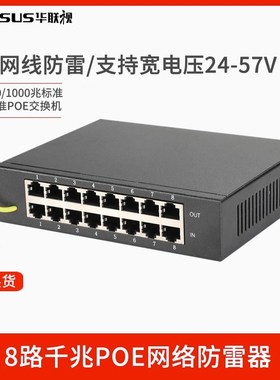 POE网络防雷器千兆8/16/24路4监控摄像头网线R45信号浪涌保护避多