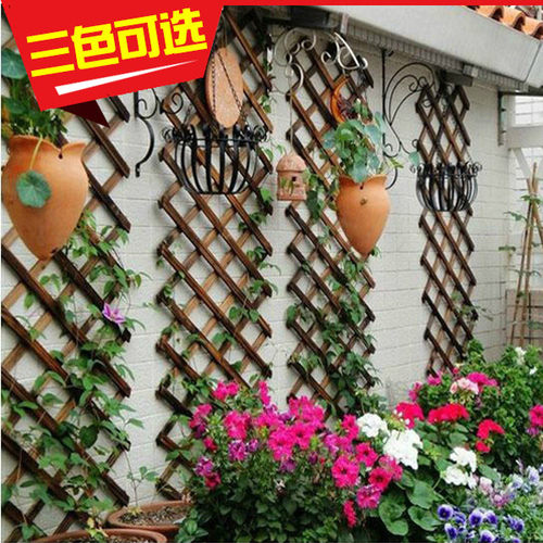 爬藤架篱笆防腐木栅栏围栏伸缩木拉网阳台墙面装饰网格花架攀爬架