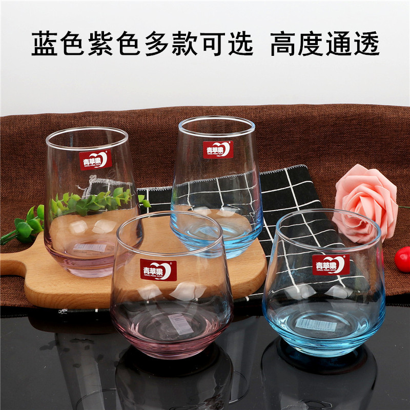彩色玻璃杯极光玻璃水杯蓝色杯紫色杯耐热玻璃茶饮杯果汁杯奶牛杯