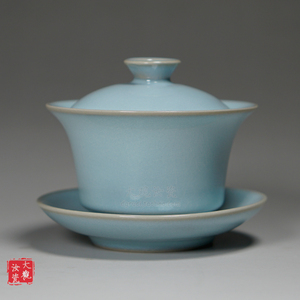 汝州原产地大观汝瓷茶具 三才盖碗 一级品 朱家汝窑 玛瑙入釉