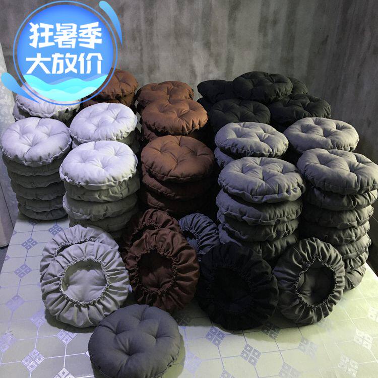 帆布纯色圆形蒲团坐垫套圆凳子坐垫罩圆椅棉花坐垫加厚学生坐垫套