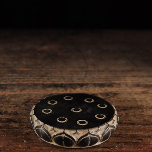 仿古石雕天然青石手工莲花石鼓茶盘复古民俗杯垫中式茶席底座摆件