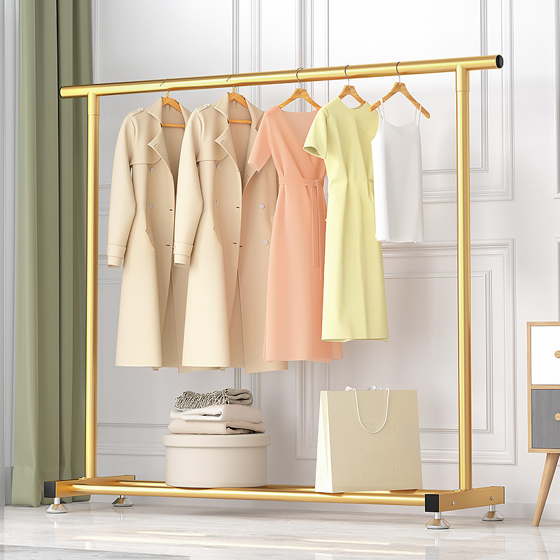 晾衣架家用落地折叠晒衣架阳台卧室简易单杆式衣帽架室内挂衣架子