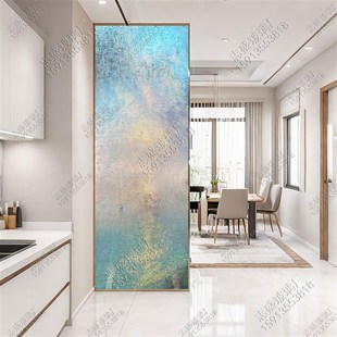 掐丝手绘珐琅彩法式艺术玻璃客厅卧室玻璃屏风隔断入户正对门玄关