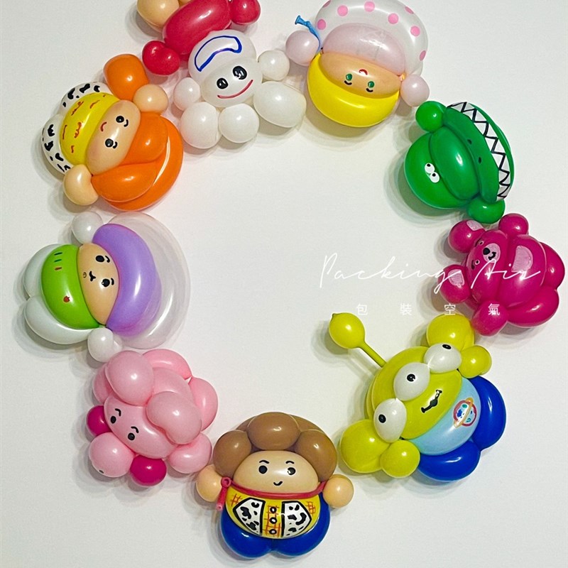 包裝空氣气球公仔DIY总动员卡通玩偶人偶送打气筒送教程