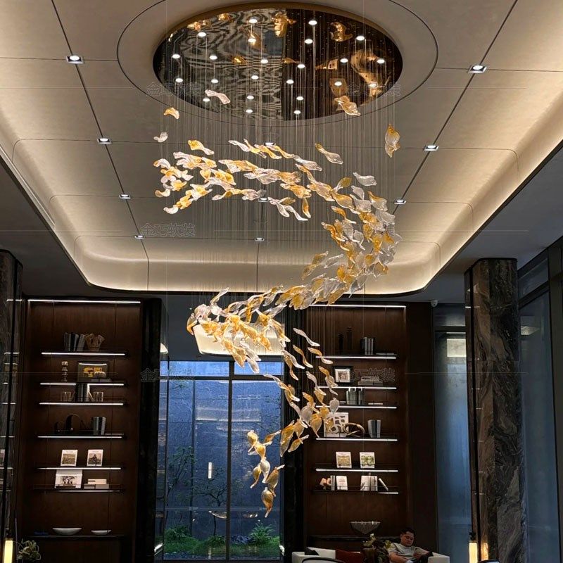 工程装饰现代会所挂件定制玻璃展厅设计师装饰灯具挂饰别墅吊灯