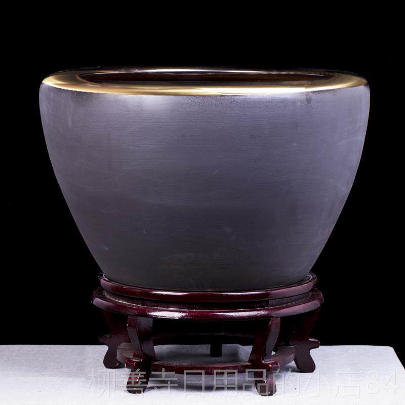 正品景德镇陶金鱼缸乌厅龟水浅睡碗莲荷花艺盆桌面养大号客紫砂装