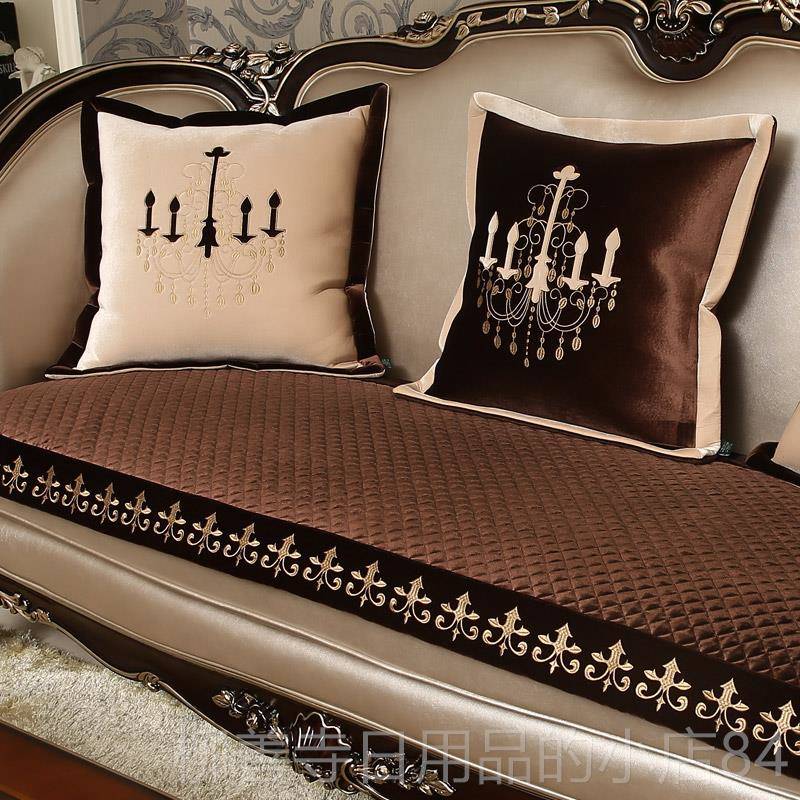 正品冬季沙发欧式毛绒防美式真皮坐三座一贵妃沙发垫套罩四垫季滑