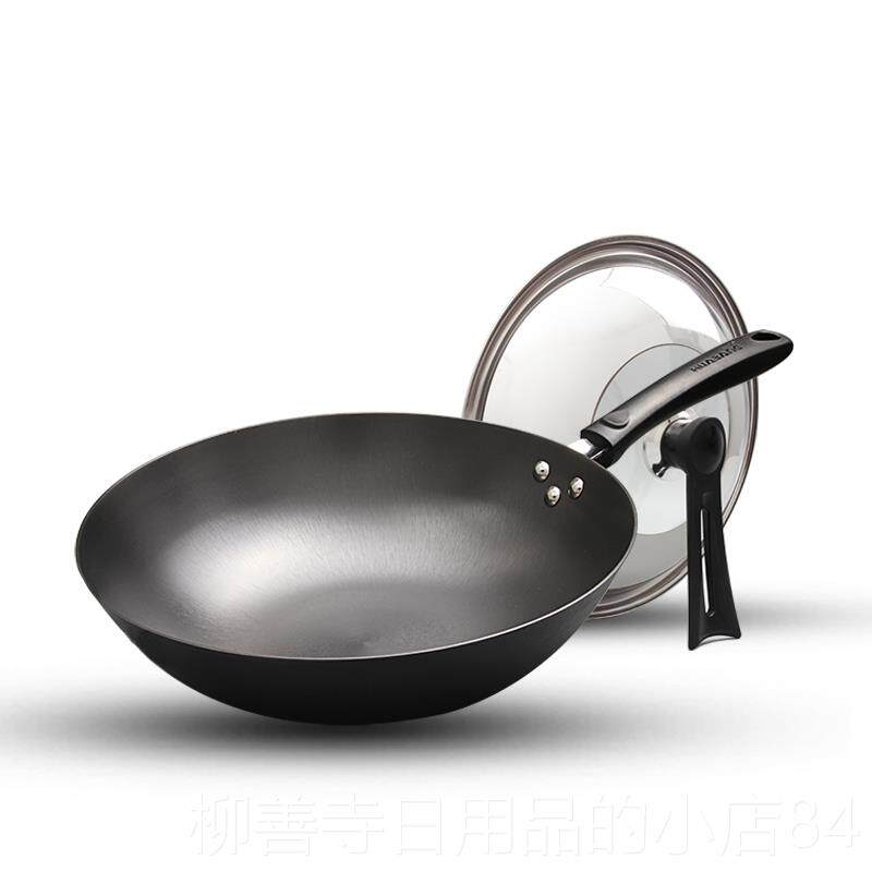 正品华邦炒锅锅平底铸铁菜锅不炒锅不易粘锈无涂层家用老式燃气灶