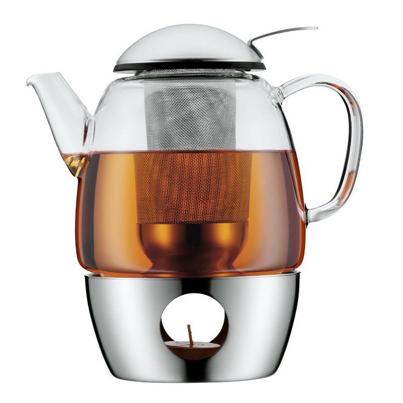 现货进口德国WMF不锈钢玻璃茶壶套装蜡烛加热花茶茶具煮茶壶