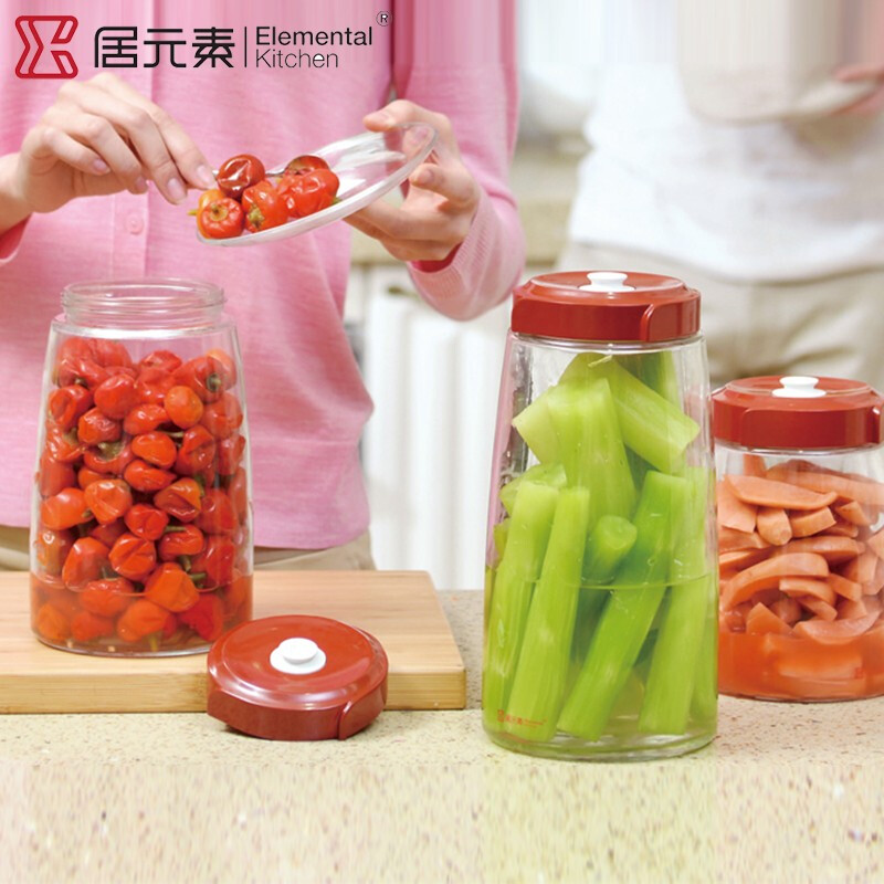 居元素思密达密封玻璃罐腌制罐咸菜腊八蒜罐子玻璃瓶食品级带盖子