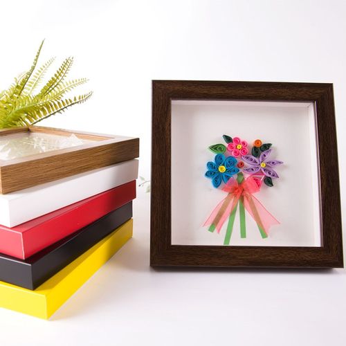 汇百家新款黄色相框内高1厘米仿木质立体小于1cm的作品衍纸画框