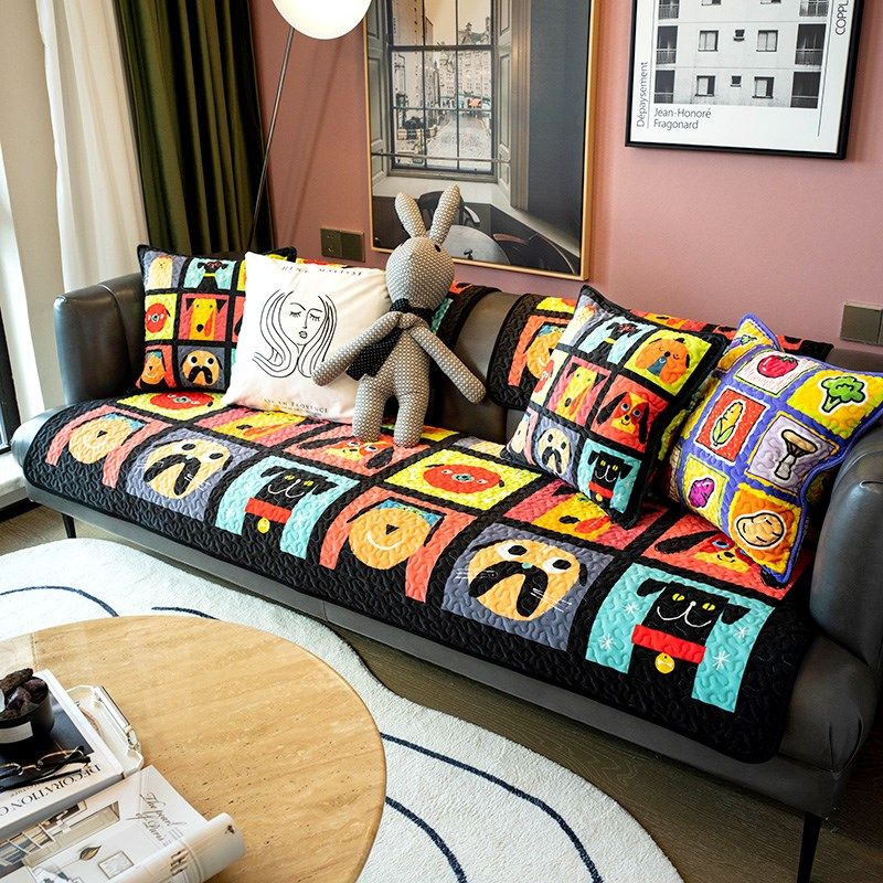 莫耐河时尚卡通狗狗沙发垫简约现代毛绒坐垫秋冬保暖防滑沙发巾套,居家布艺,沙发垫,淘宝优惠券,粉丝福利购,淘宝优惠卷