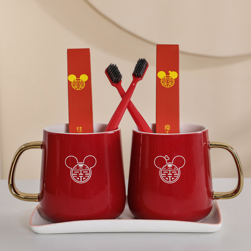 结婚漱口杯婚庆红色一对陶瓷牙杯定制情侣新婚洗漱杯陪嫁用品套装,家庭/个人清洁工具,洗漱杯,淘宝优惠券,粉丝福利购,淘宝优惠卷