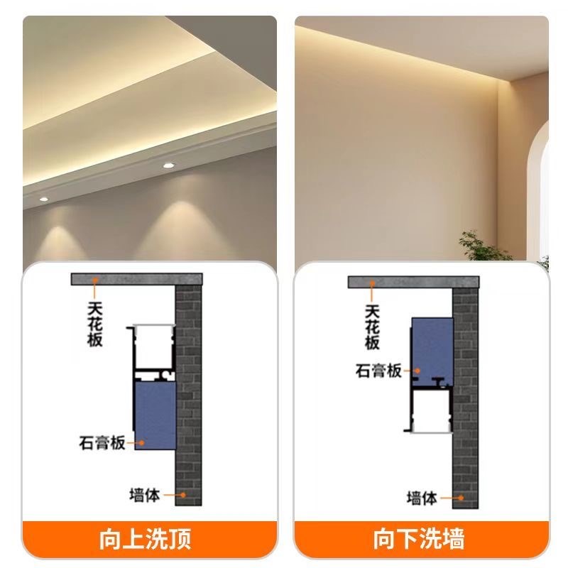 眼皮线型灯单边向上线条灯天花吊顶线性灯槽客厅侧发光线形灯带