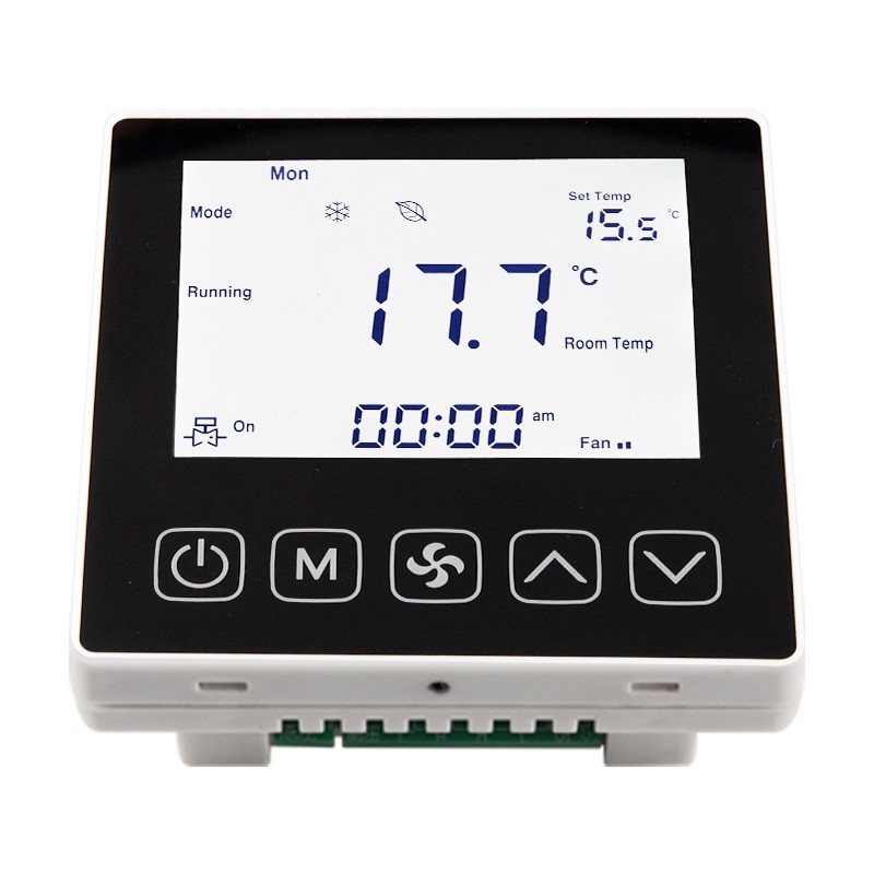 RS85联网集控中央空调温控器控制面板水冷风机盘管三速开关液晶