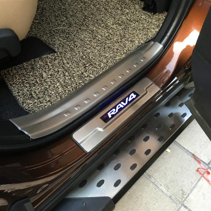 14 15 16 17 18款RAV4门槛条 迎宾踏板 荣放 门槛防护条 led带灯