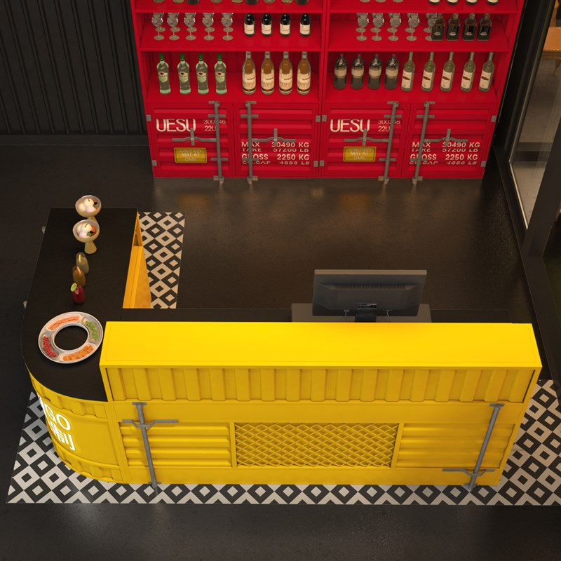 工业风实木吧台火锅店咖啡店收银台汽车美容烧烤店前台接待台定制