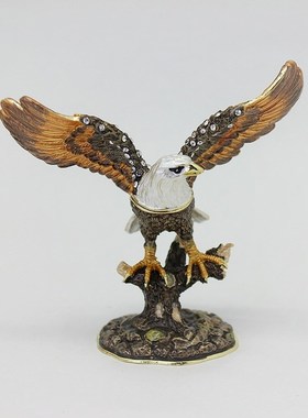 办公室摆件金属工艺品珐琅彩大鹏展翅老鹰家居小摆件书房装饰品
