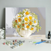 画画diy填充数字油画小雏菊花小清新客厅餐厅装 饰手工填色油彩画