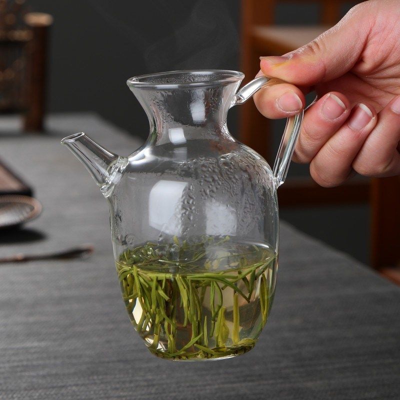 仿宋玻璃执壶透明绿茶壶功夫茶具泡茶器滤网公道杯家用小酒壶
