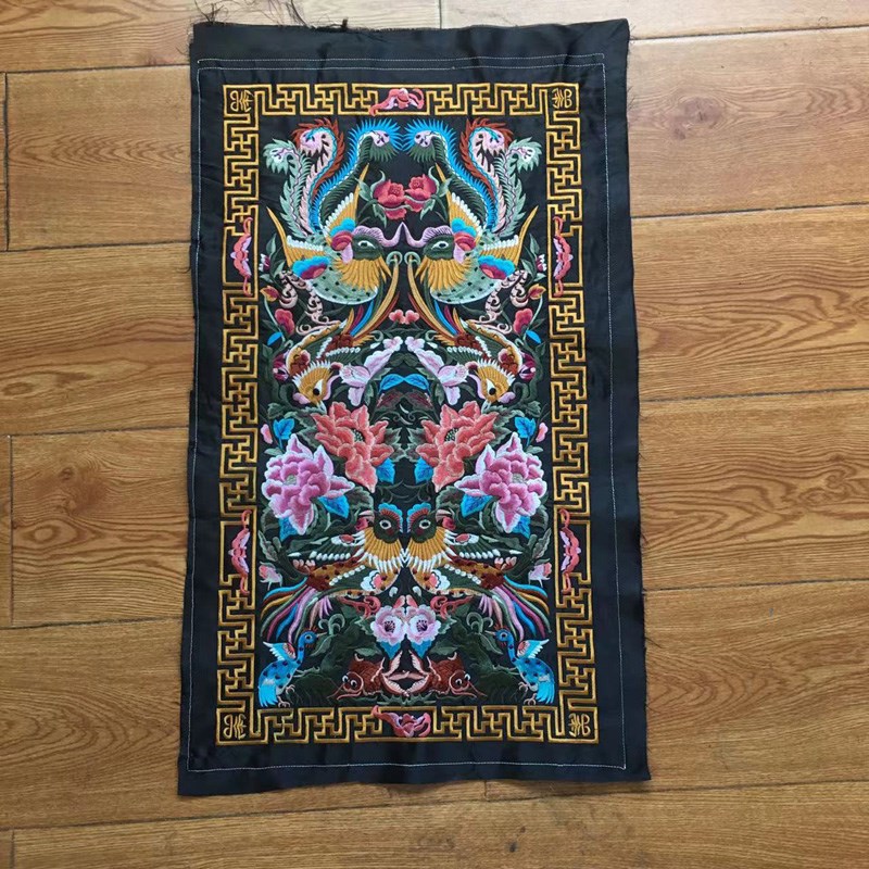 精品机绣大绣片裙摆裙门马面裙裙片加工刺绣辅料59*33cm