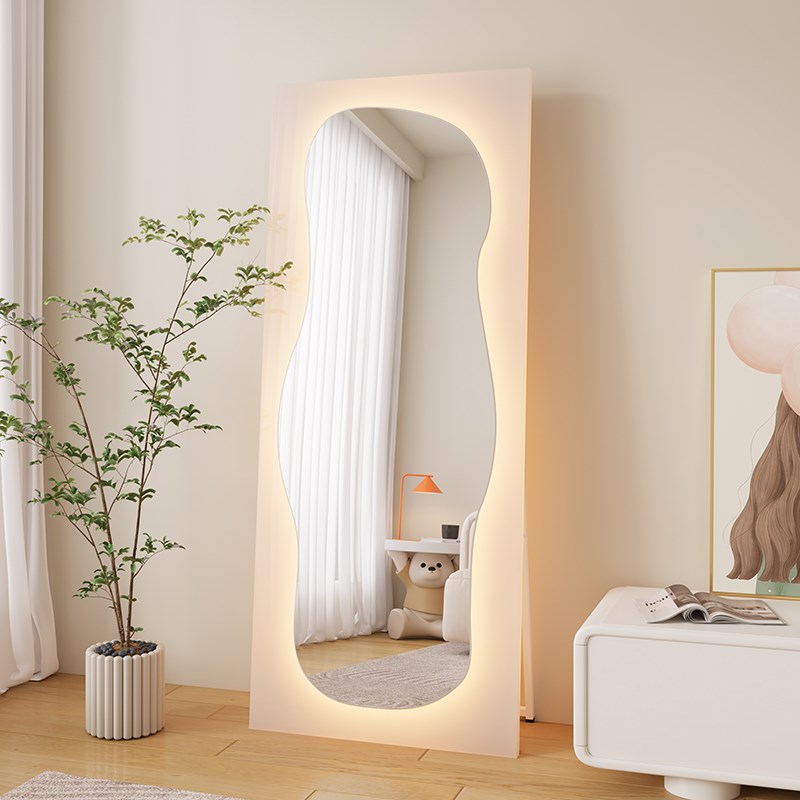 创意全身镜落地镜家用异形挂墙穿衣镜高级感试衣镜led发光灯镜子